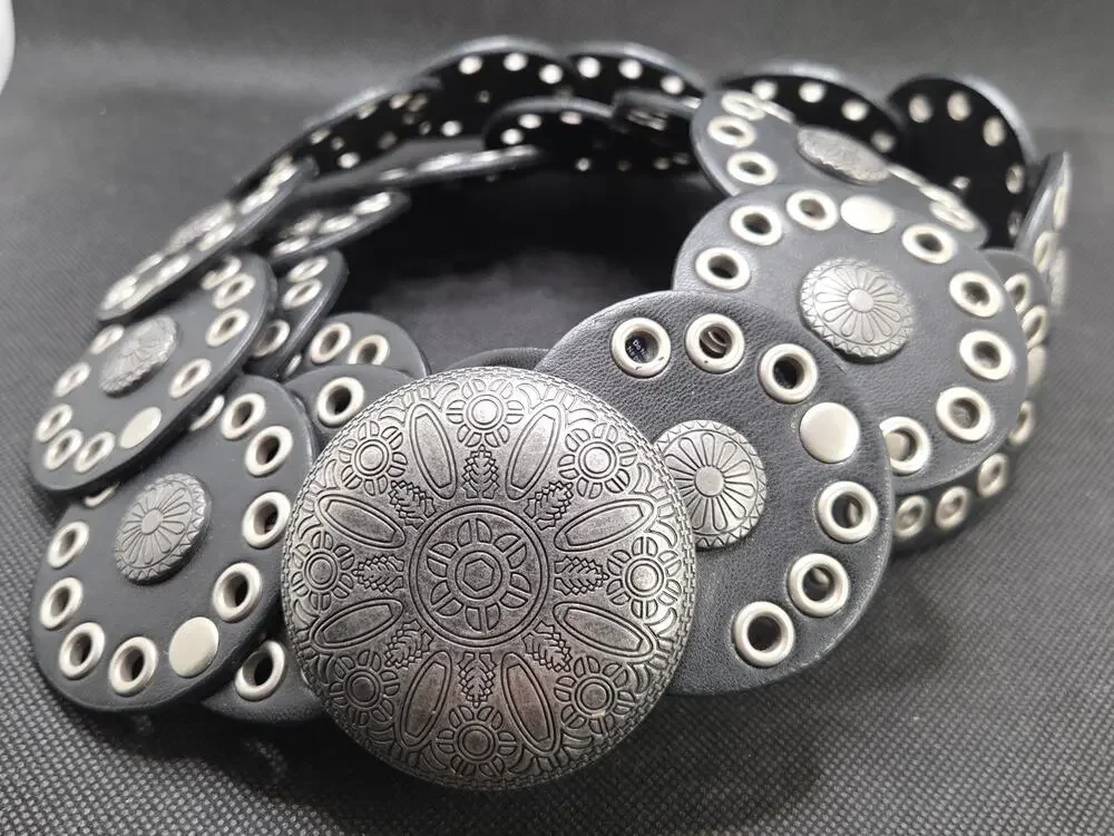 Concho Belt Urban Outfitters Black Silver 2.75